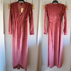 Knot Sisters Rose Velvet Adeline Wrap Dress - Size S